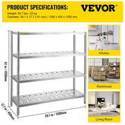 Garage Shelf Heavy Duty Shelving 4-Tier 150x45x155cm Stainless Steel V952-BXGCKHJYCC6045UAVV0