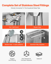 86.4 cm Stainless Steel Dog Washing Station, Pet Grooming Tub with Hot & Cold Faucet, Showerhead, Storage V952-BXGCWYG34CJY8SX20V0