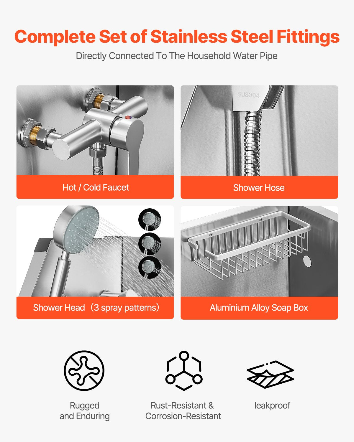 86.4 cm Stainless Steel Dog Washing Station, Pet Grooming Tub with Hot & Cold Faucet, Showerhead, Storage V952-BXGCWYG34CJY8SX20V0