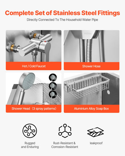 86.4 cm Stainless Steel Dog Washing Station, Pet Grooming Tub with Hot & Cold Faucet, Showerhead, Storage V952-BXGCWYG34CJY8SX20V0