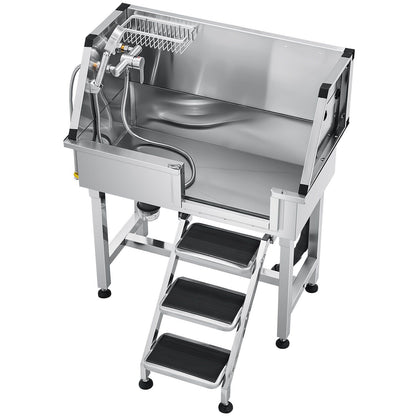 86.4 cm Dog Washing Station, Stainless Steel Pet Grooming Tub Bathtub, Professional Dog Wash Sink with V952-BXGCWYG34CZJFJ0C0002V0