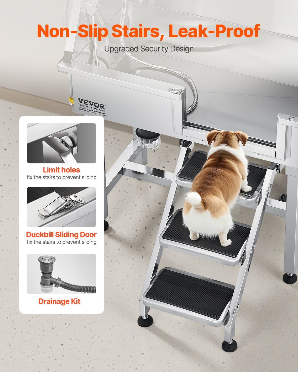 86.4 cm Dog Washing Station, Stainless Steel Pet Grooming Tub Bathtub, Professional Dog Wash Sink with V952-BXGCWYG34CZJFJ0C0002V0
