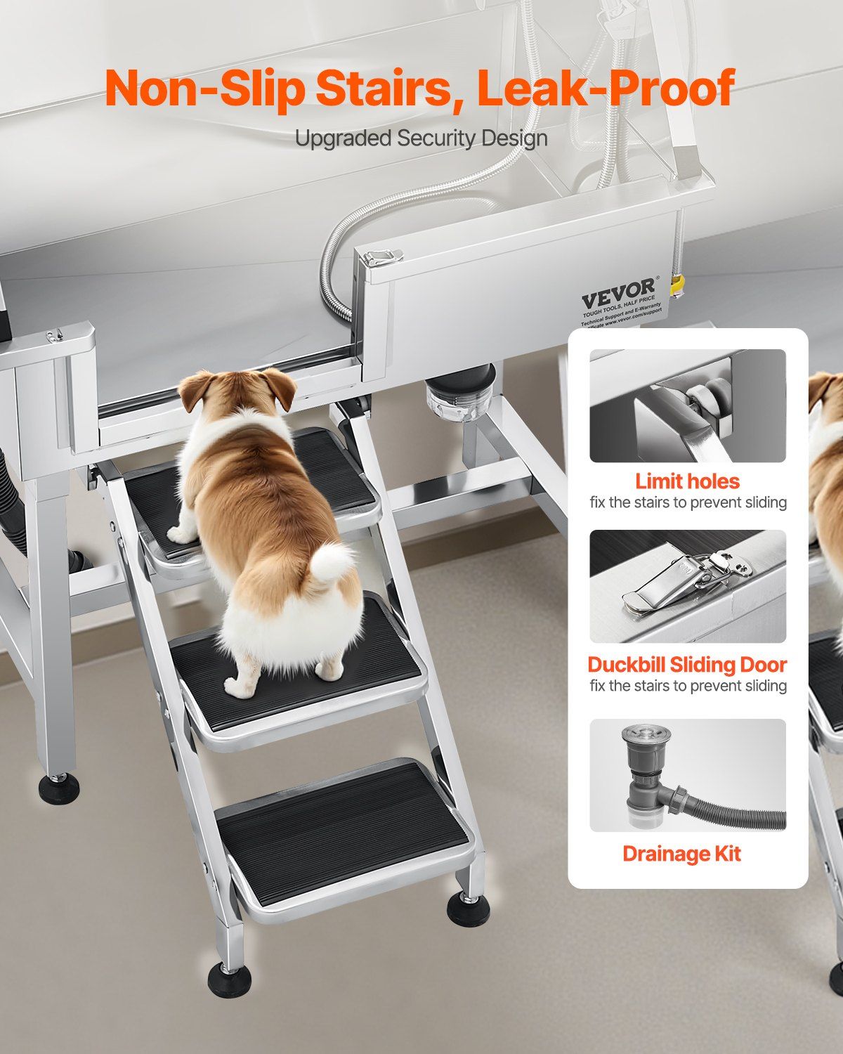 86.4 cm Dog Washing Station, Stainless Steel Pet Grooming Tub Bathtub, Professional Dog Wash Sink with V952-BXGCWYG34CZJQTV6N002V0