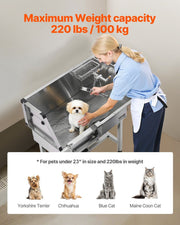 86.4 cm Dog Washing Station, Stainless Steel Pet Grooming Tub Bathtub, Professional Dog Wash Sink with V952-BXGCWYG34CZJQTV6N002V0