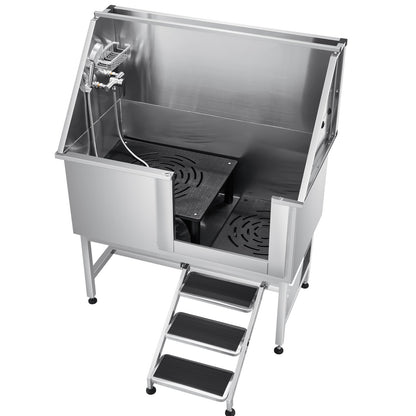127 cm Dog Grooming Bath Tub Stainless Steel w Stairs Water Filter V952-BXGCWYG50CSL5T18XV0