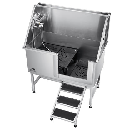 127 cm Dog Grooming Bath Tub Stainless Steel w Stairs Water Filter V952-BXGCWYG50CSL5T18XV0