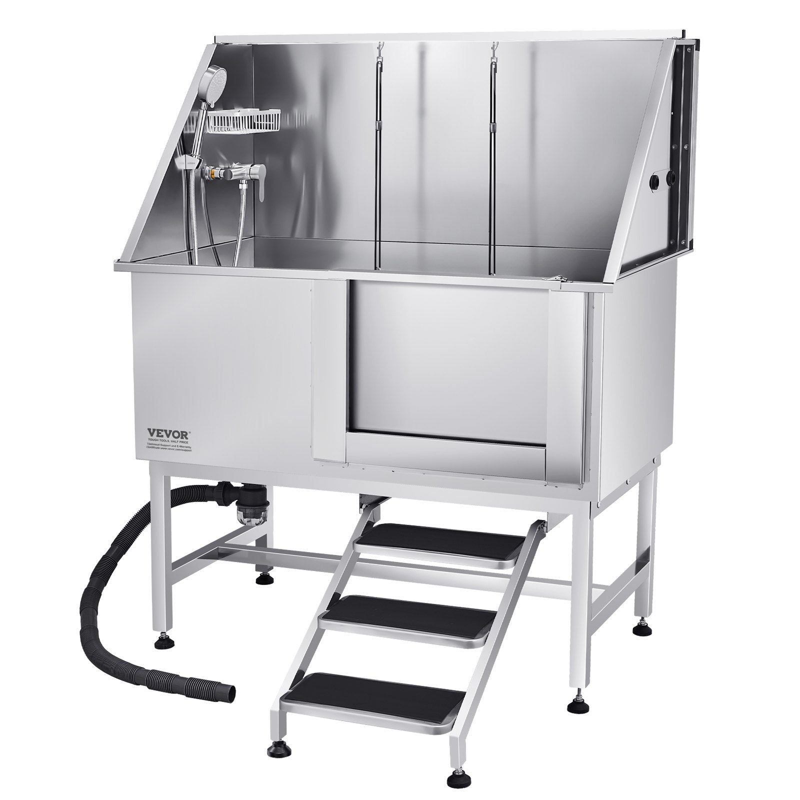 127 cm Dog Grooming Bath Tub Stainless Steel w Stairs Water Filter V952-BXGCWYG50CSL5T18XV0