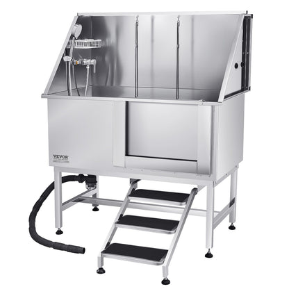 127 cm Dog Grooming Bath Tub Stainless Steel w Stairs Water Filter V952-BXGCWYG50CSL5T18XV0