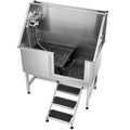 Stainless Steel Dog Washing Station, 127 cm Pet Grooming Tub w/ Stairs, PE Water Filter Board, Faucet & V952-BXGCWYG50CSLNZPKYV0
