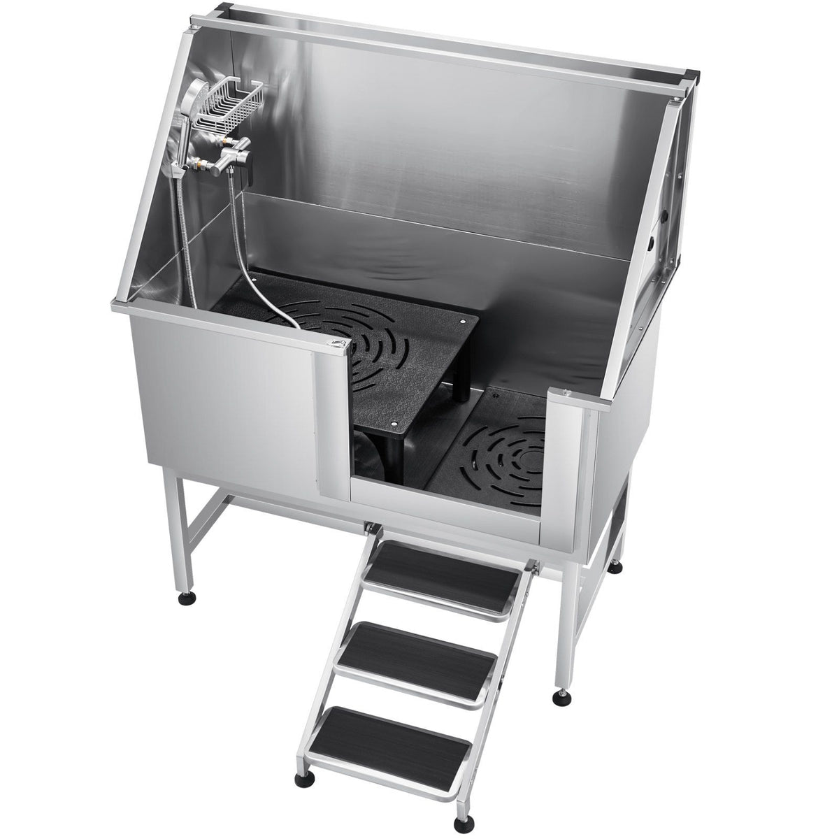 Stainless Steel Dog Washing Station, 127 cm Pet Grooming Tub w/ Stairs, PE Water Filter Board, Faucet & V952-BXGCWYG50CSLNZPKYV0