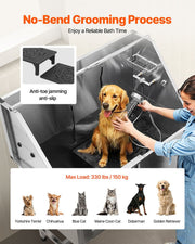 Stainless Steel Dog Washing Station, 127 cm Pet Grooming Tub w/ Stairs, PE Water Filter Board, Faucet & V952-BXGCWYG50CSLNZPKYV0