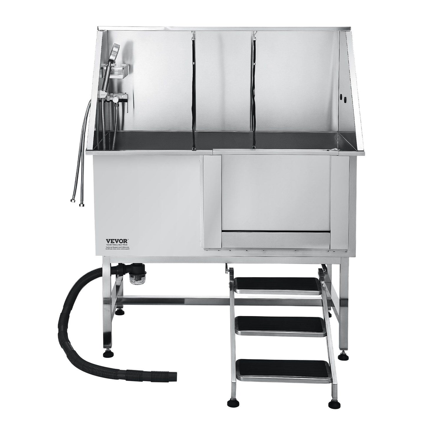 Stainless Steel Dog Washing Station, 127 cm Pet Grooming Tub w/ Stairs, PE Water Filter Board, Faucet & V952-BXGCWYG50CSLNZPKYV0