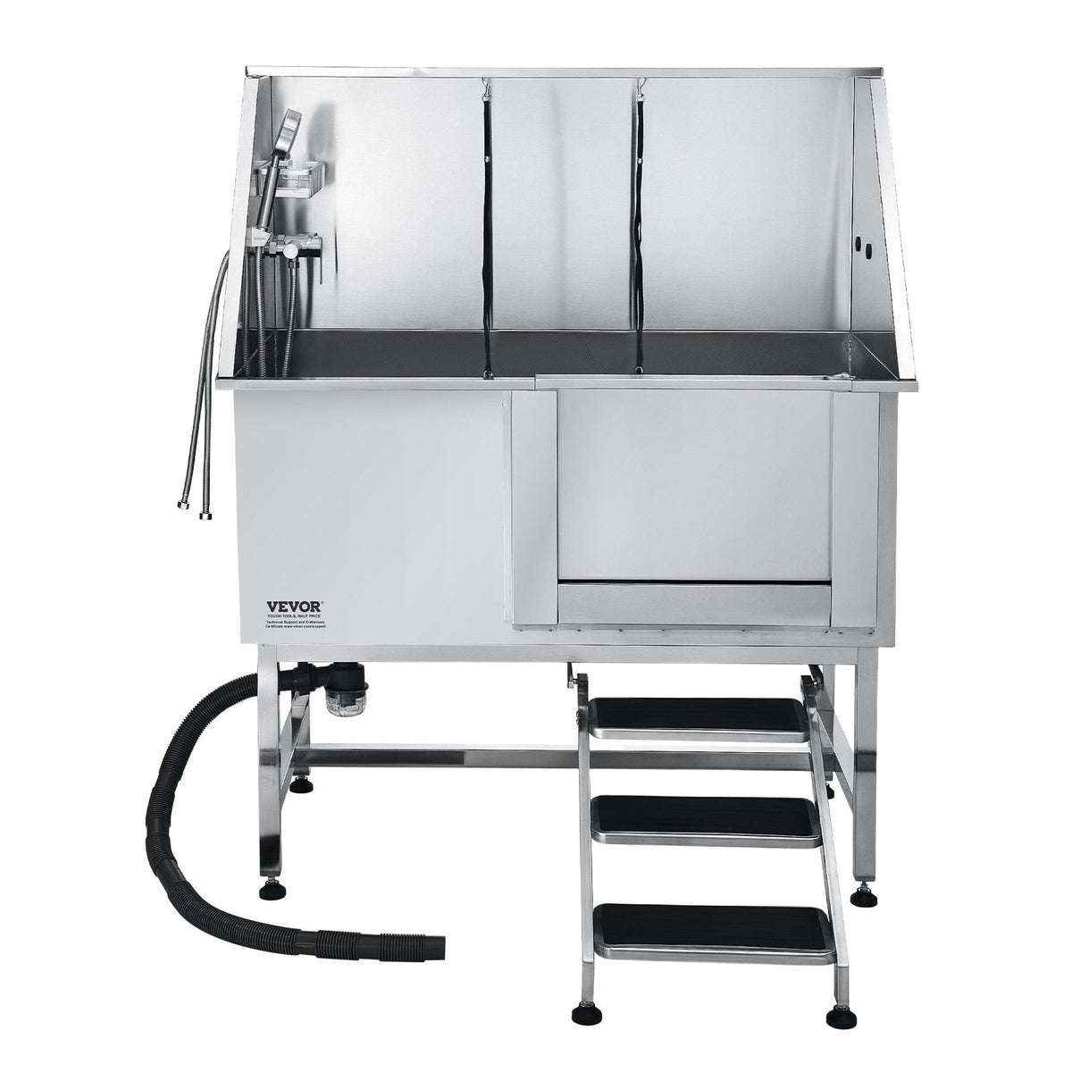 Stainless Steel Dog Washing Station, 127 cm Pet Grooming Tub w/ Stairs, PE Water Filter Board, Faucet & V952-BXGCWYG50CSLNZPKYV0