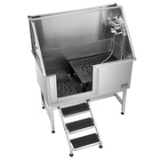 Stainless Steel Dog Washing Station, 127 cm Pet Grooming Tub w/ Stairs, PE Water Filter Board, Faucet & V952-BXGCWYG50CSLNZPKYV0