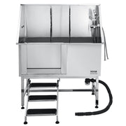 Stainless Steel Dog Washing Station, 127 cm Pet Grooming Tub w/ Stairs, PE Water Filter Board, Faucet & V952-BXGCWYG50CSLNZPKYV0
