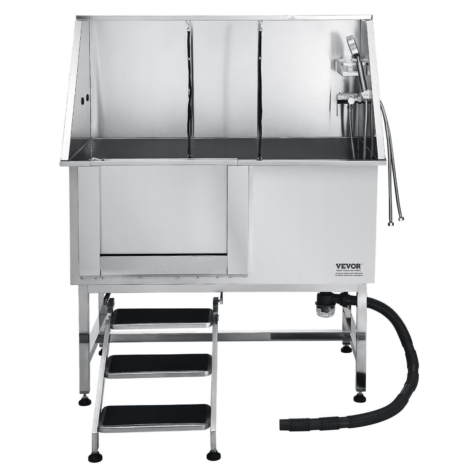 Stainless Steel Dog Washing Station, 127 cm Pet Grooming Tub w/ Stairs, PE Water Filter Board, Faucet & V952-BXGCWYG50CSLNZPKYV0