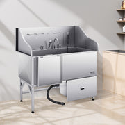 155 cm Dog Grooming Bath Tub Stainless Steel w Ramp Water Filter Left V952-BXGCWYG61CPDA9RVTV0