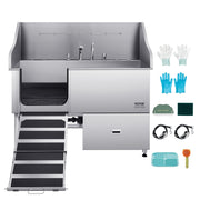 155 cm Dog Grooming Bath Tub Stainless Steel w Ramp Water Filter Left V952-BXGCWYG61CPDA9RVTV0