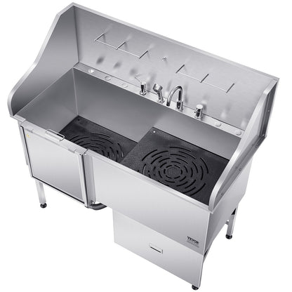 155 cm Dog Grooming Bath Tub Stainless Steel w Ramp Water Filter Left V952-BXGCWYG61CPDA9RVTV0