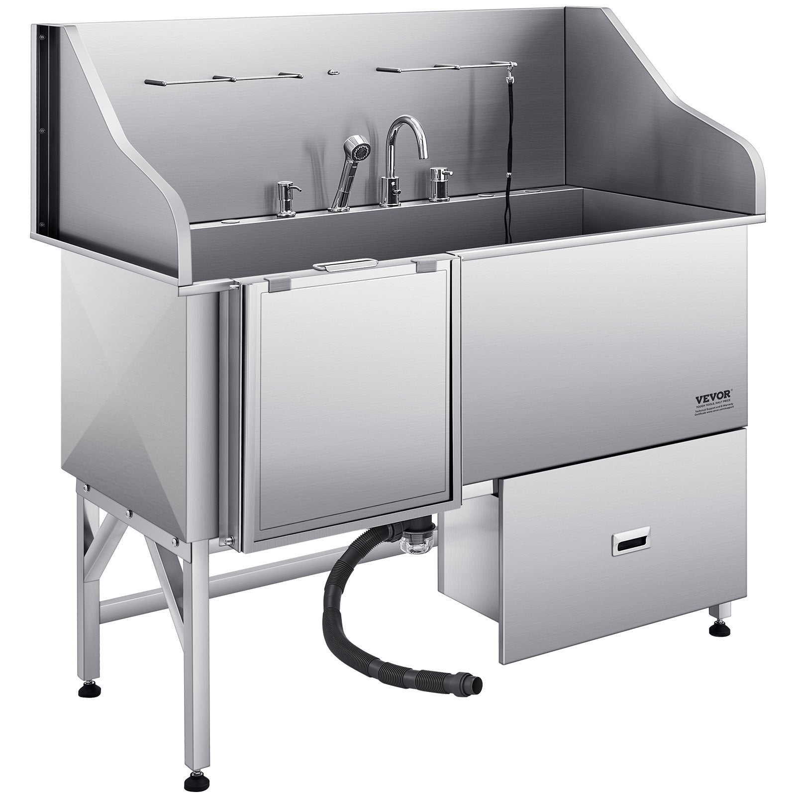 155 cm Dog Grooming Bath Tub Stainless Steel w Ramp Water Filter Left V952-BXGCWYG61CPDA9RVTV0