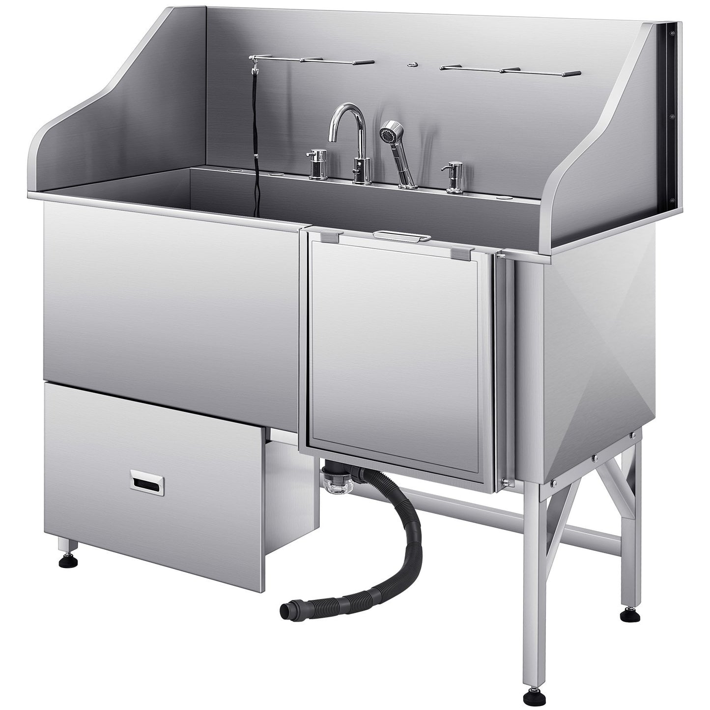 155 cm Dog Grooming Bath Tub Stainless Steel w Ramp Water Filter V952-BXGCWYG61CPDIM12TV0