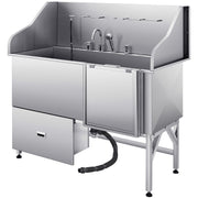 155 cm Dog Grooming Bath Tub Stainless Steel w Ramp Water Filter V952-BXGCWYG61CPDIM12TV0