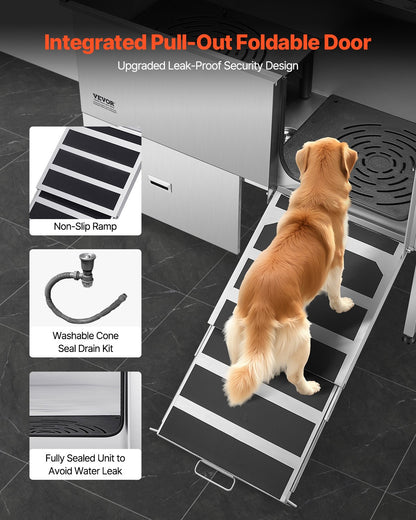 155 cm Dog Grooming Bath Tub Stainless Steel w Ramp Water Filter V952-BXGCWYG61CPDIM12TV0