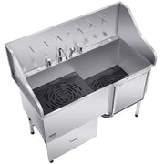 155 cm Dog Grooming Bath Tub Stainless Steel w Ramp Water Filter V952-BXGCWYG61CPDIM12TV0