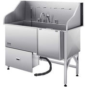 155 cm Dog Grooming Bath Tub Stainless Steel w Ramp Water Filter V952-BXGCWYG61CPDIM12TV0