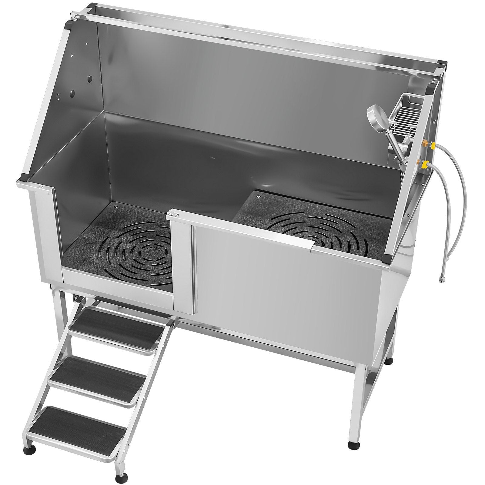 Stainless Steel Dog Washing Station, 157.48 cm Pet Grooming Tub w/ Stairs, PE Water Filter Board, Faucet & V952-BXGCWYG62CSLV4J32V0