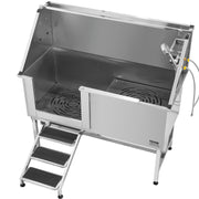 Stainless Steel Dog Washing Station, 157.48 cm Pet Grooming Tub w/ Stairs, PE Water Filter Board, Faucet & V952-BXGCWYG62CSLV4J32V0
