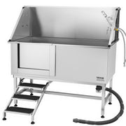 Stainless Steel Dog Washing Station, 157.48 cm Pet Grooming Tub w/ Stairs, PE Water Filter Board, Faucet & V952-BXGCWYG62CSLV4J32V0