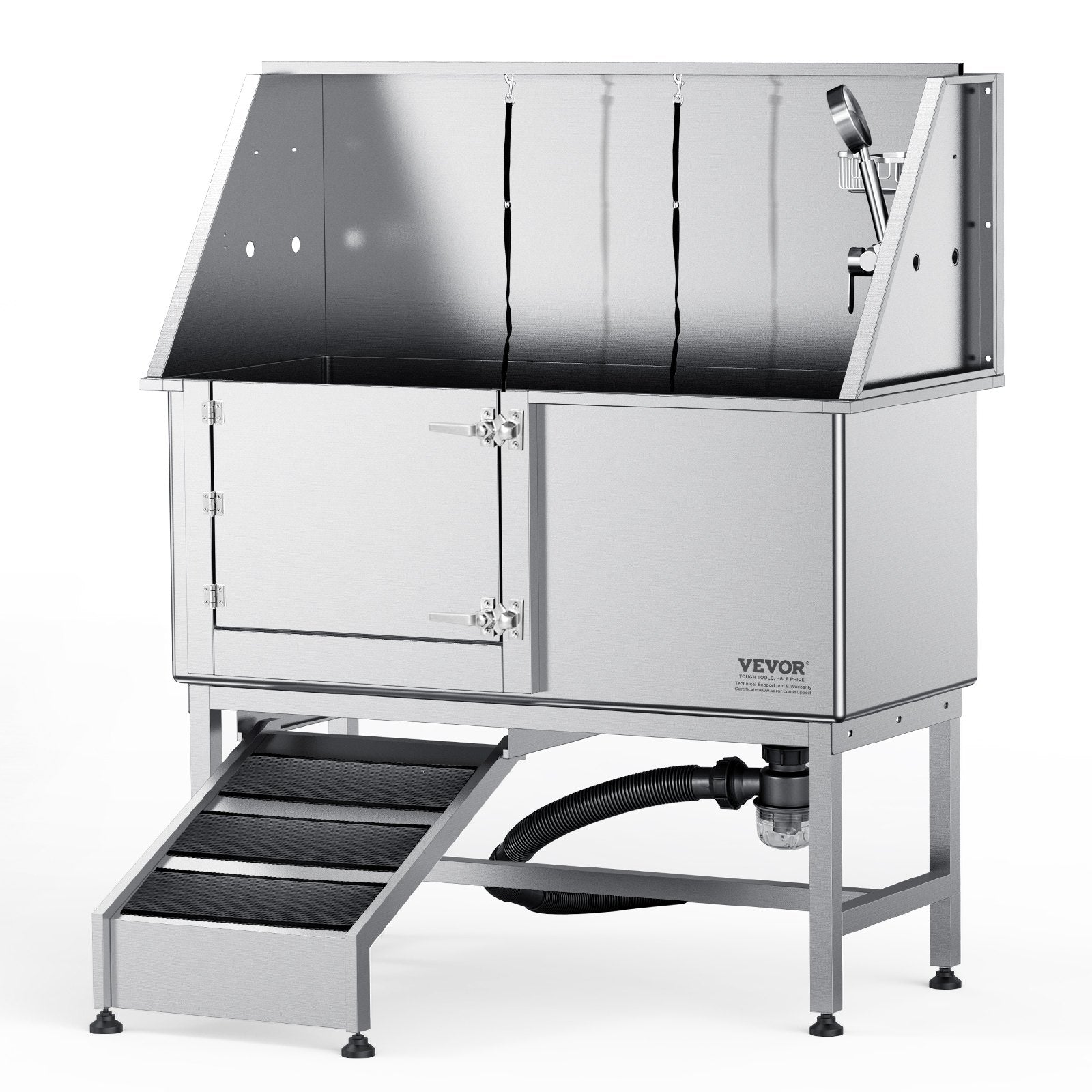 1.57M Pet Dog Bathing Station w/Ramp, Professional Stainless Steel Dog Grooming Tub w/ Soap Box, Faucet,Rich V952-BXGCWYG62ZKM7I5V3V0