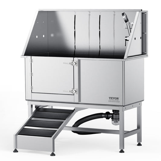 1.57M Pet Dog Bathing Station w/Ramp, Professional Stainless Steel Dog Grooming Tub w/ Soap Box, Faucet,Rich V952-BXGCWYG62ZKM7I5V3V0