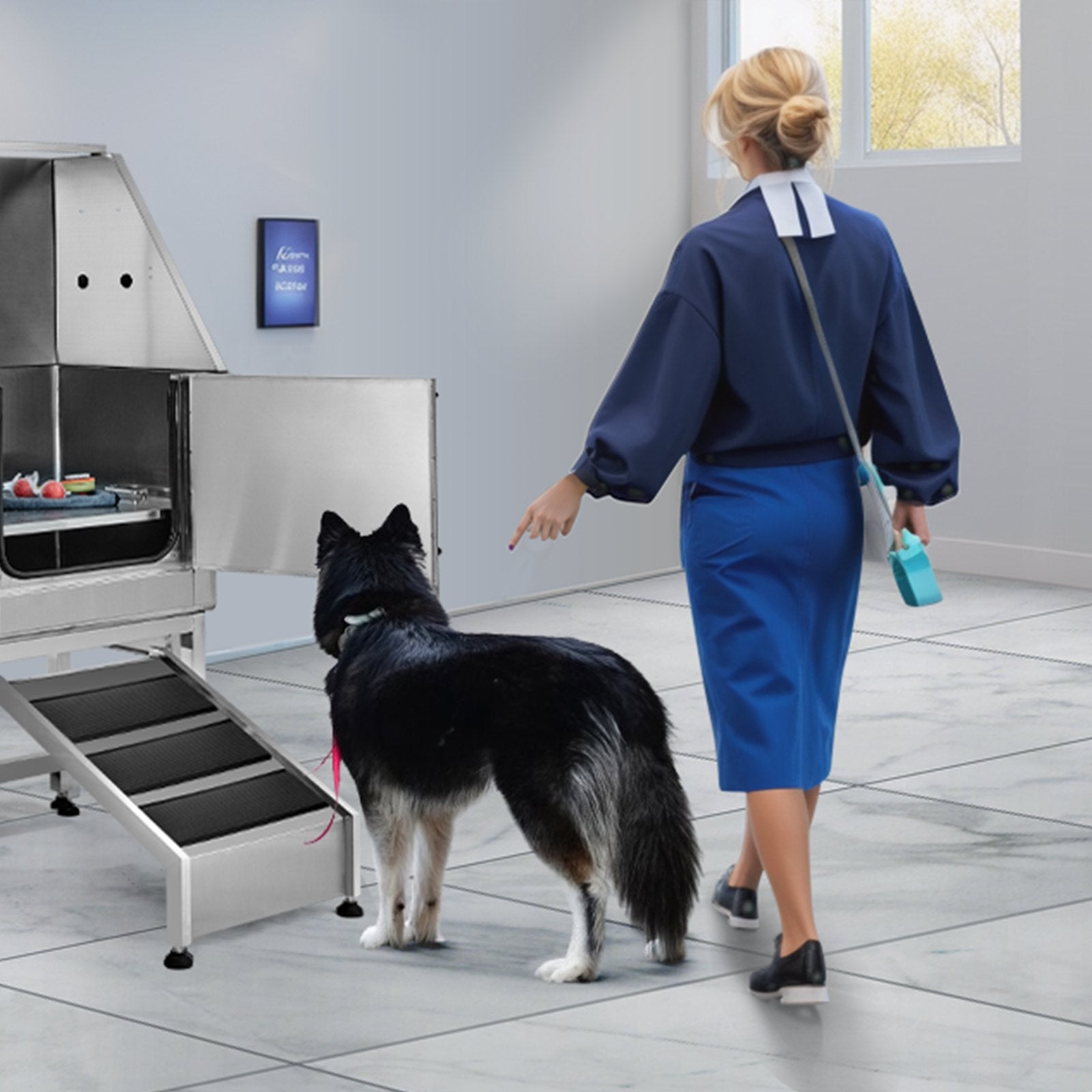 1.57M Pet Dog Bathing Station w/Ramp, Professional Stainless Steel Dog Grooming Tub w/ Soap Box, Faucet,Rich V952-BXGCWYG62ZKM7I5V3V0