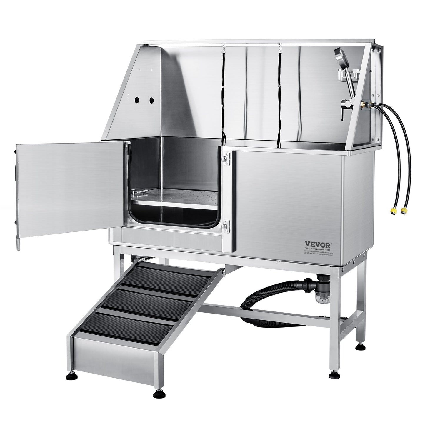 1.57M Pet Dog Bathing Station w/Ramp, Professional Stainless Steel Dog Grooming Tub w/ Soap Box, Faucet,Rich V952-BXGCWYG62ZKM7I5V3V0