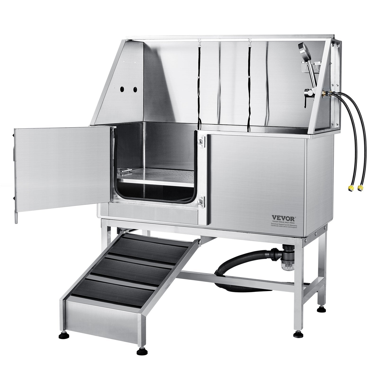 1.57M Pet Dog Bathing Station w/Ramp, Professional Stainless Steel Dog Grooming Tub w/ Soap Box, Faucet,Rich V952-BXGCWYG62ZKM7I5V3V0
