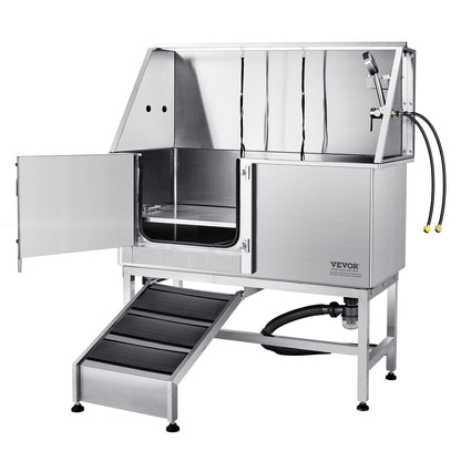 1.57M Pet Dog Bathing Station w/Ramp, Professional Stainless Steel Dog Grooming Tub w/ Soap Box, Faucet,Rich V952-BXGCWYG62ZKM7I5V3V0