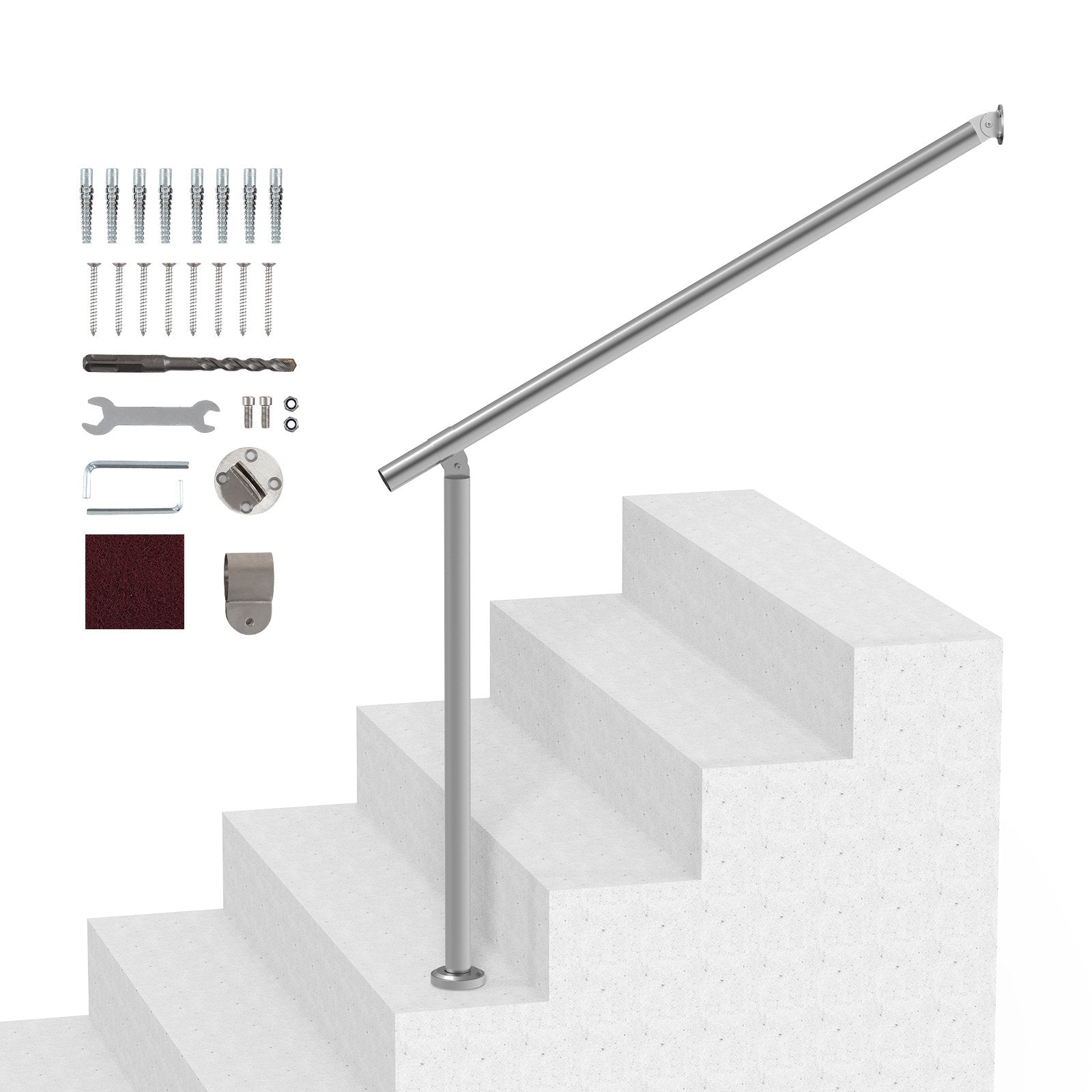 Handrails for Outdoor Steps, 39.4in / 100cm Deck Railing Kit Wall Floor Mounted, Railings for Outside Steps V952-BXGDLZFS100CGRQ1IV0