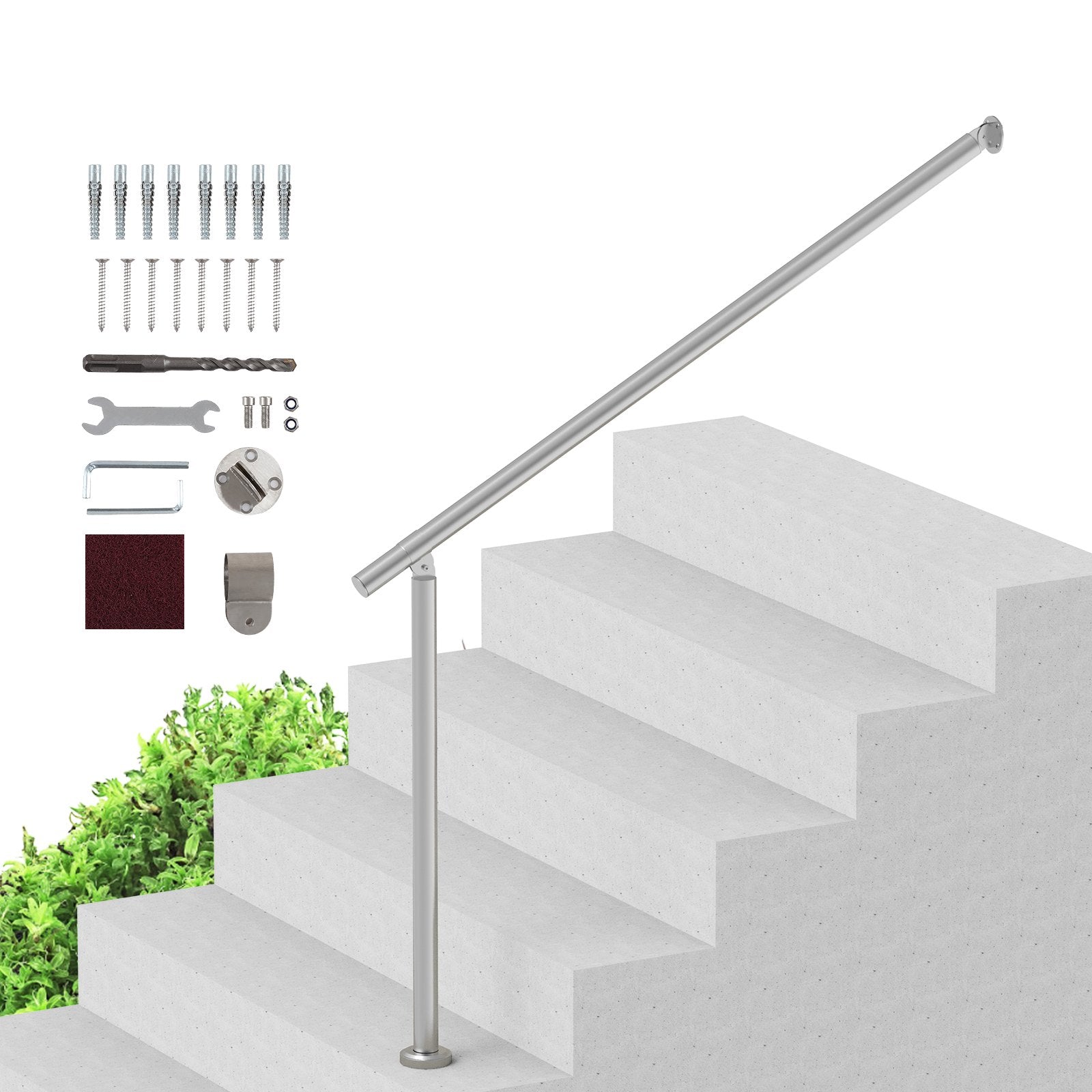 Handrails for Outdoor Steps, 47.3in / 120cm Deck Railing Kit Wall Floor Mounted, Railings for Outside Steps V952-BXGDLZFS120CR5F2IV0