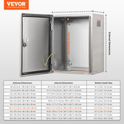 Steel Electrical Box, 40x30x25 cm, 304 Stainless Steel Electrical Enclosure Box, Wall-Mounted Outdoor V952-BXGDQX16X12XBMZY8V0