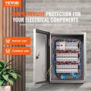Steel Electrical Box, 50x40x20 cm, 304 Stainless Steel Electrical Enclosure Box, Wall-Mounted Outdoor V952-BXGDQX20X16X4VPKIV0