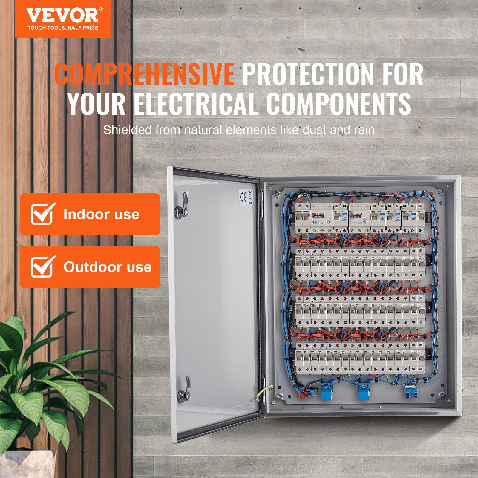 Steel Electrical Box, 60x50x20 cm, 304 Stainless Steel Electrical Enclosure Box, Wall-Mounted Outdoor V952-BXGDQX24X20XC3Z3EV0
