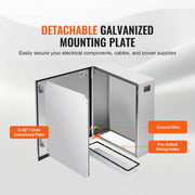 Steel Electrical Box, 60x50x20 cm, 304 Stainless Steel Electrical Enclosure Box, Wall-Mounted Outdoor V952-BXGDQX24X20XC3Z3EV0