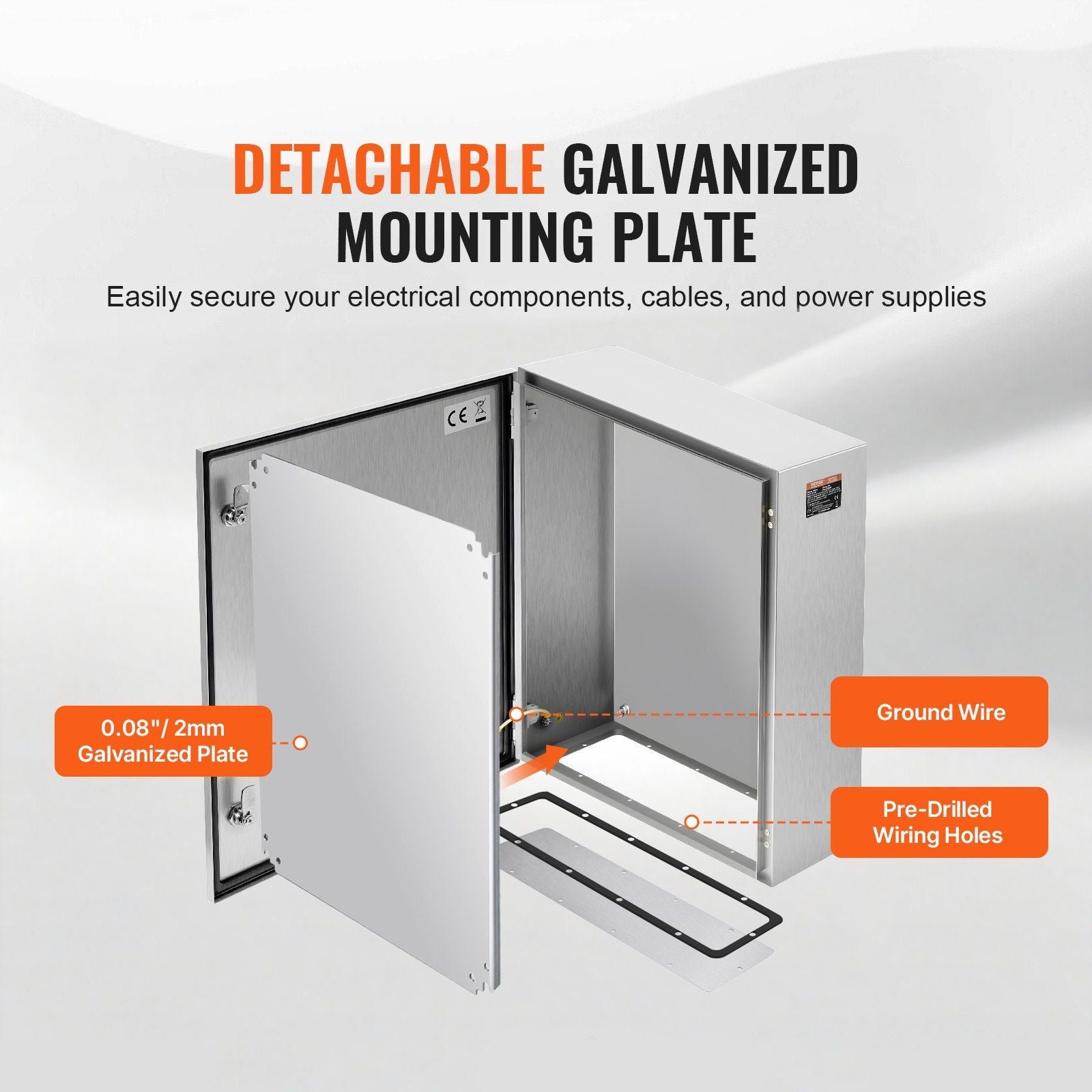 Steel Electrical Box, 60x50x20 cm, 304 Stainless Steel Electrical Enclosure Box, Wall-Mounted Outdoor V952-BXGDQX24X20XC3Z3EV0