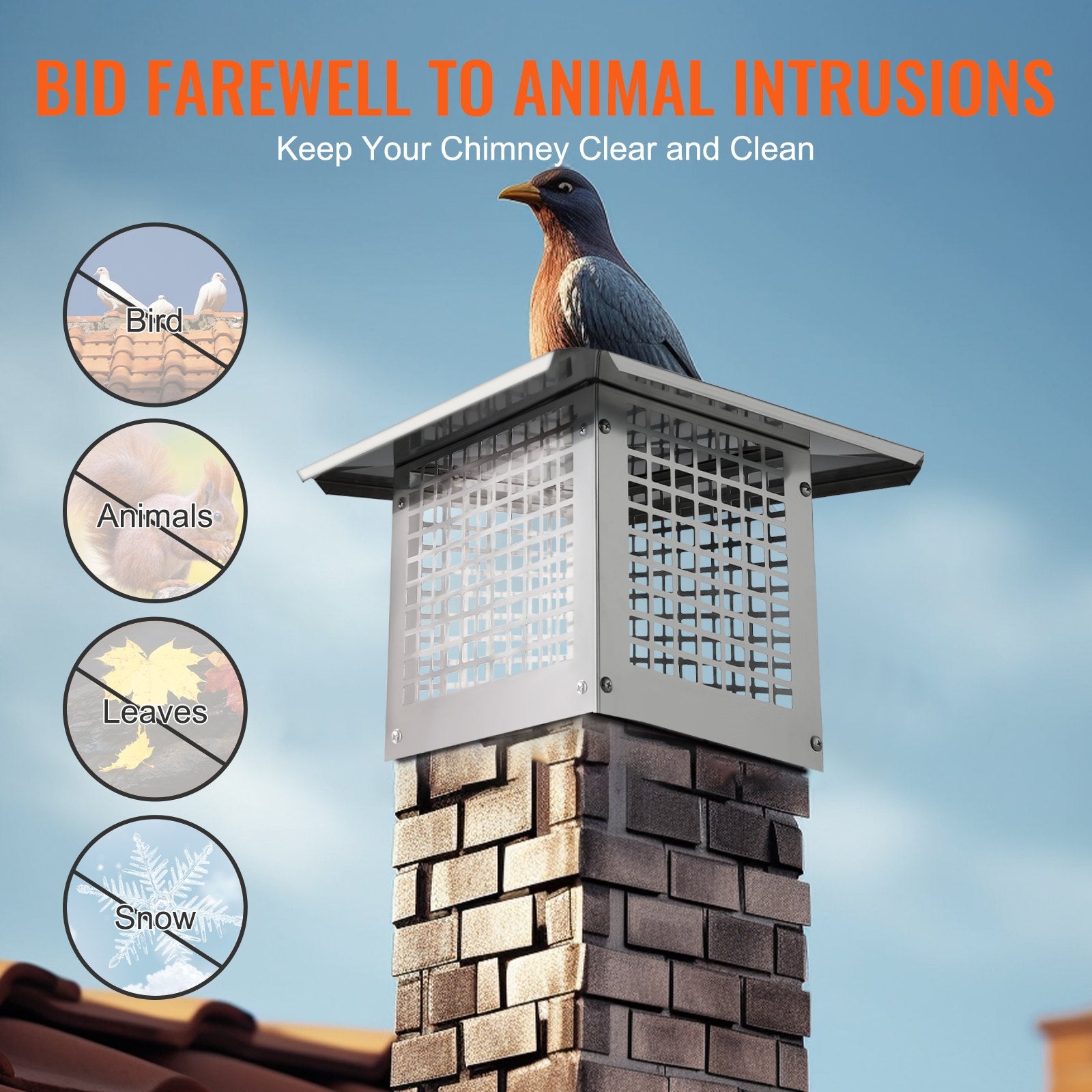 Chimney Cap 13" x 9" 304Stainless Steel Fireplace Flue Caps Cover Mesh V952-BXGFXPDYDGYS7SWWCV0