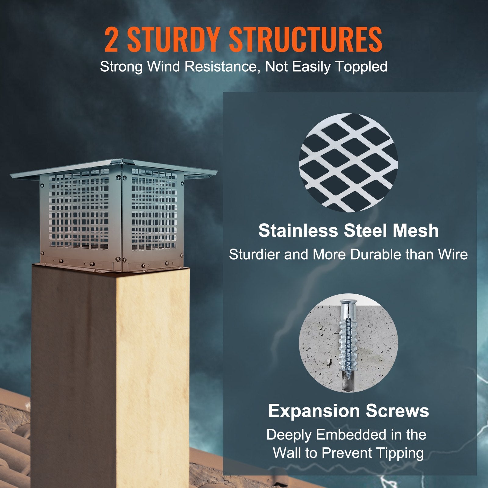 Chimney Cap 9" x 9" 304Stainless Steel Fireplace Flue Caps Cover Mesh V952-BXGFXPDYDGYSKQNL5V0