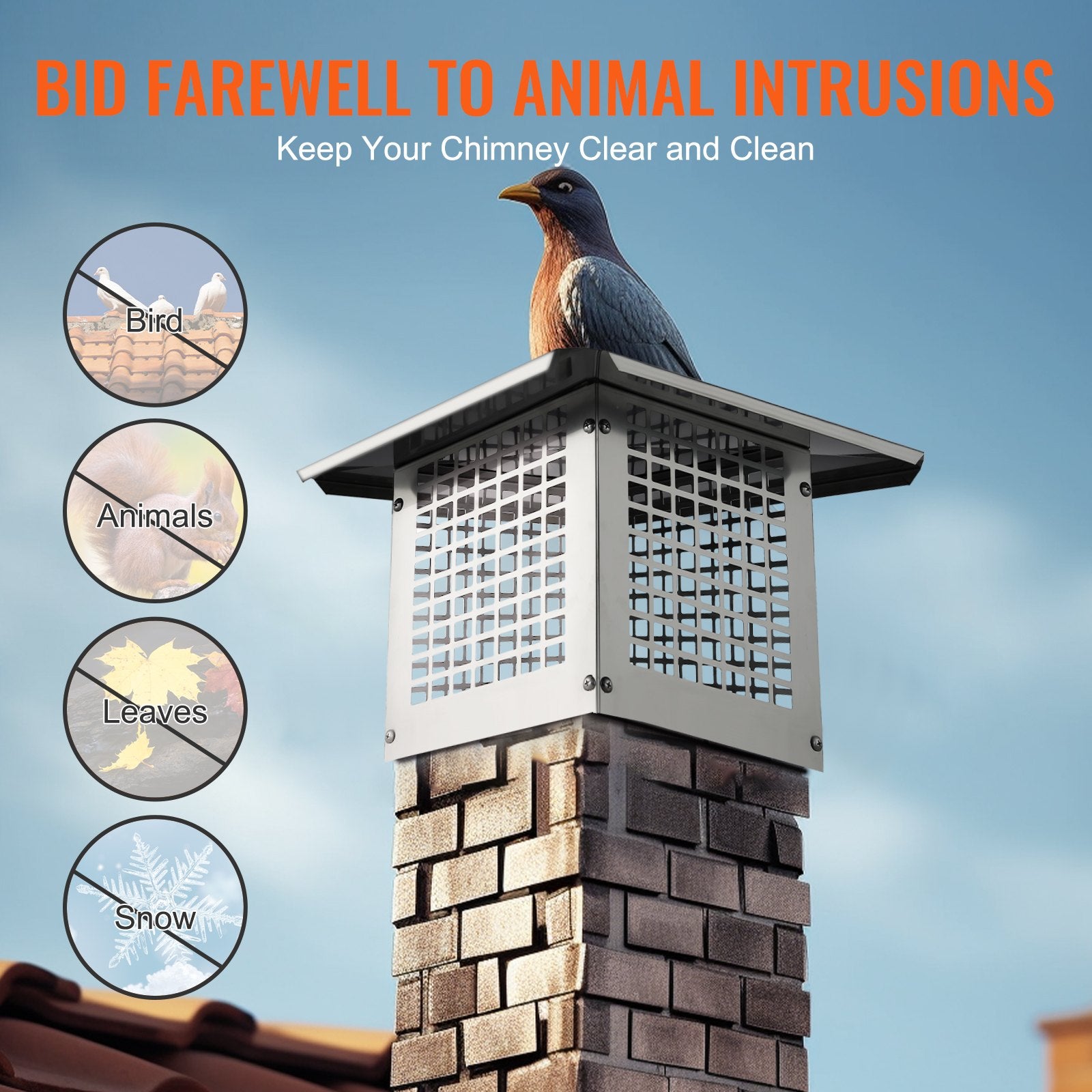 Chimney Cap 9" x 9" 304Stainless Steel Fireplace Flue Caps Cover Mesh V952-BXGFXPDYDGYSKQNL5V0