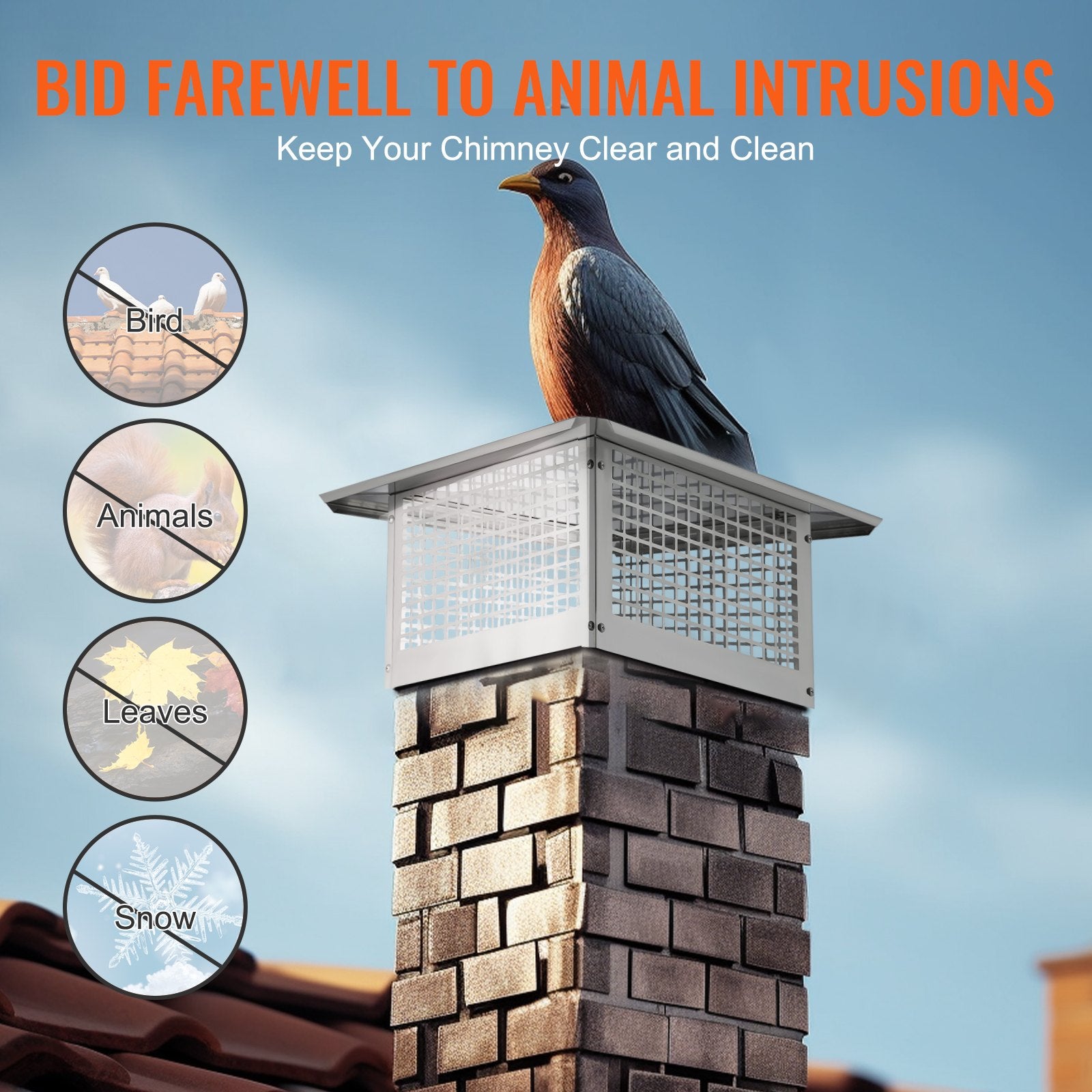 Chimney Cap 17" x 17" 304Stainless Steel Fireplace Flue Caps Cover Mesh V952-BXGFXPDYDGYSTSRS6V0