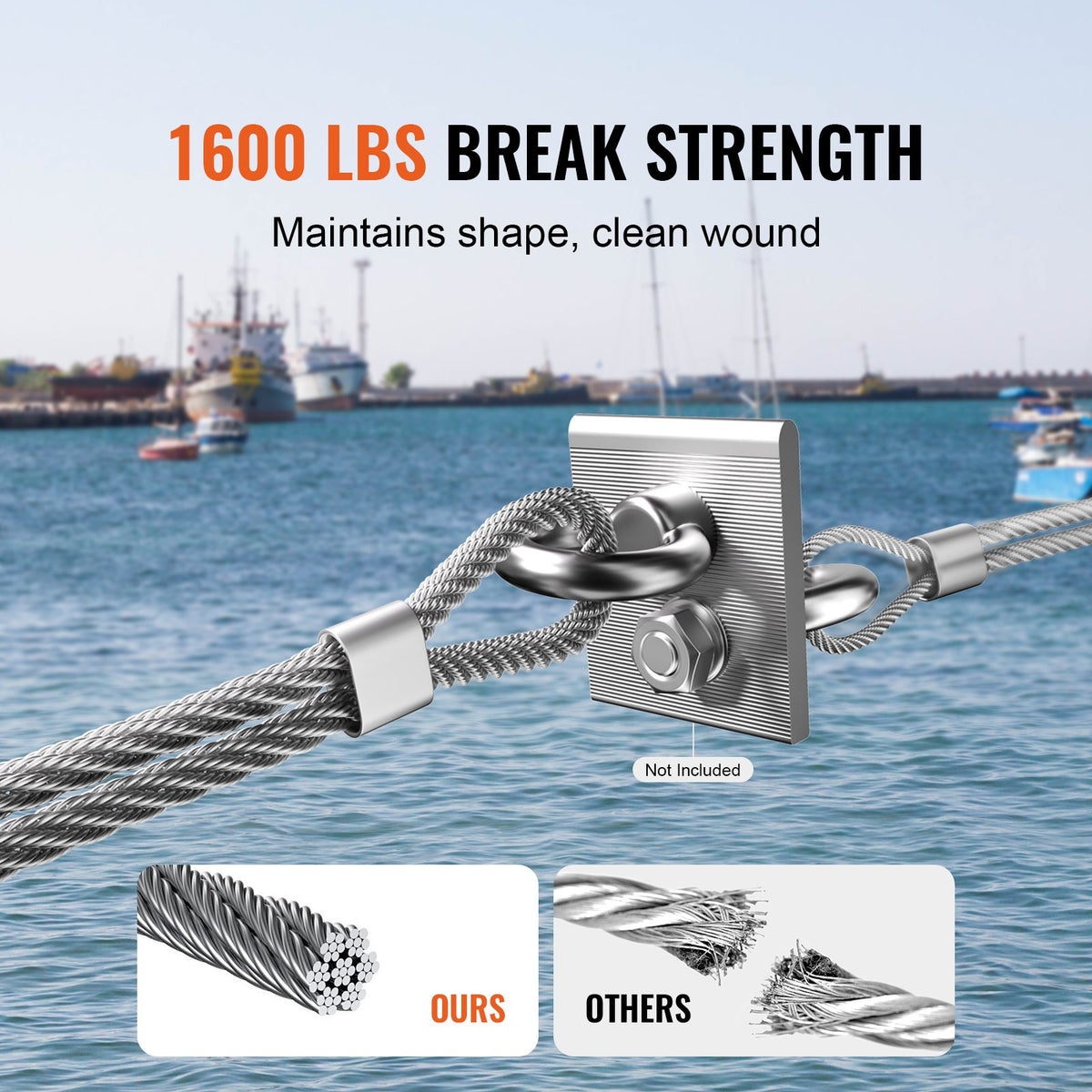 T316 Stainless Steel Cable 3.18mm 7x7 Steel Wire Rope 182.3m Cable Railing V952-BXGGSSBXG3160WC09V0